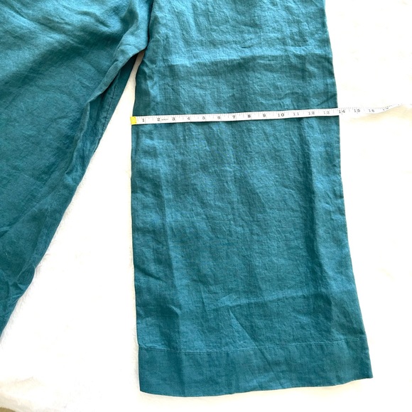 Athleta Playa Linen Borealis Green Wide Leg Crop Pants - Picture 12 of 14
